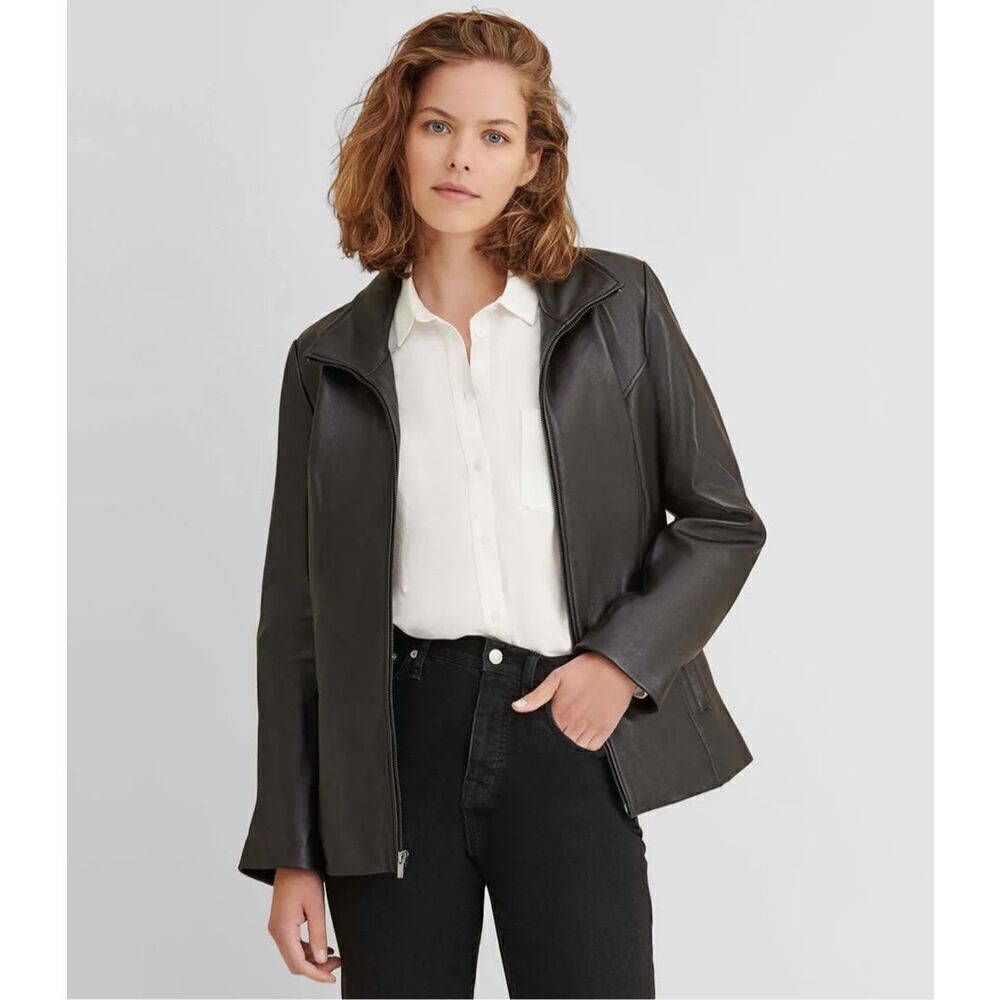 WILSON'S LEATHER | Black Leather Jacket Lined‎ Pockets Zipper Closure |  Medium